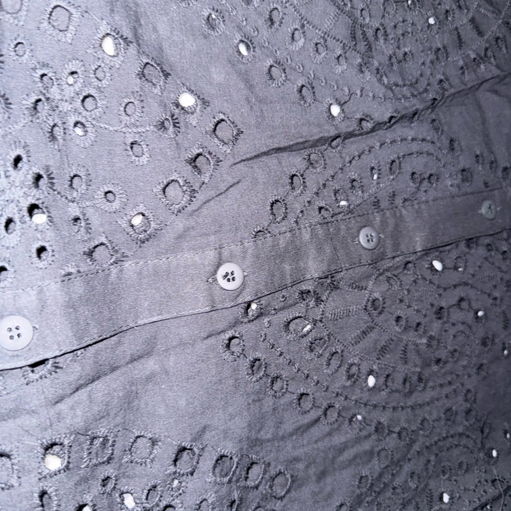 NWT Cyrus Black Eyelet Button-Up Shirt - Picture 5 of 5